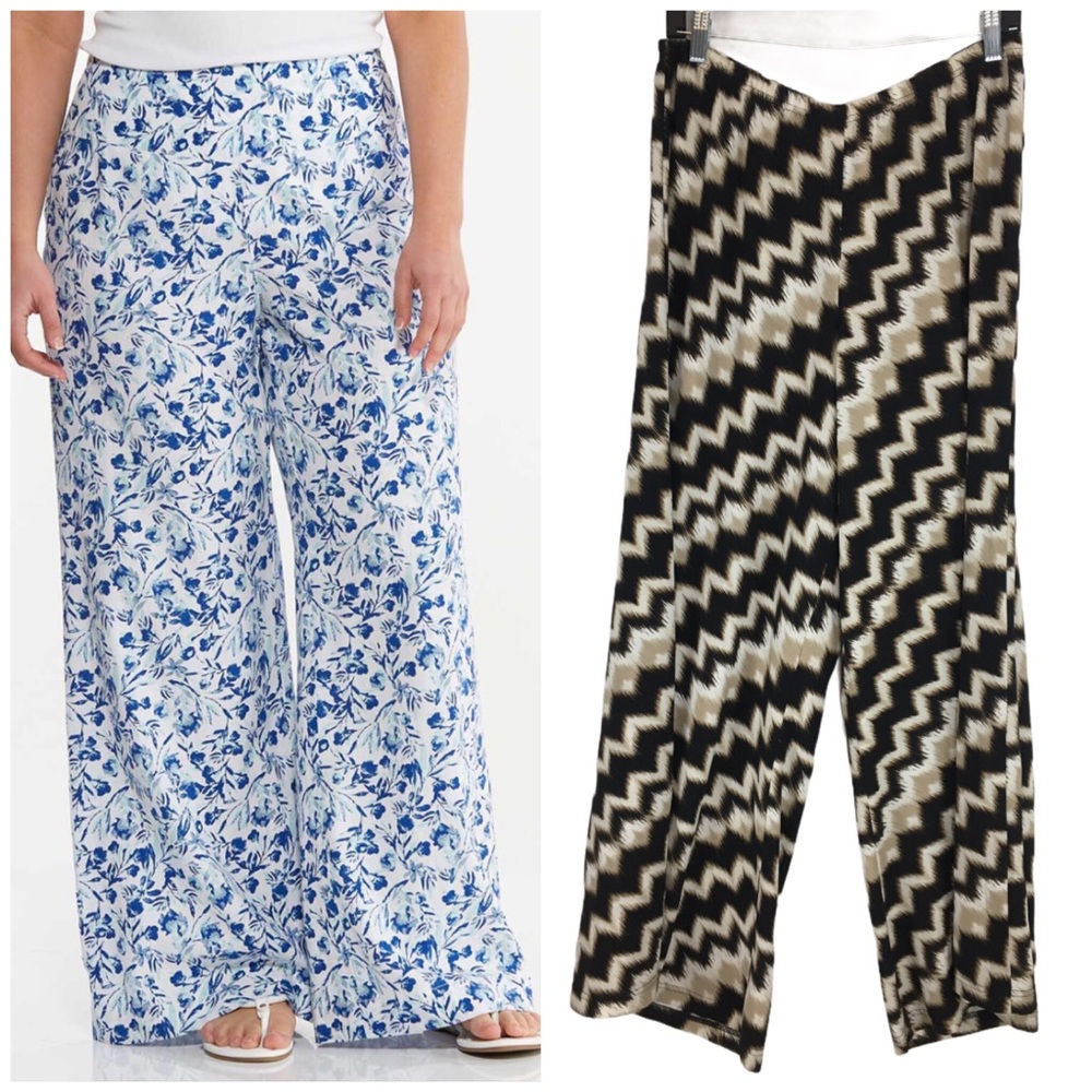 3/$30 CATO Wide Leg Chevron Print Palazzo Pant Size L